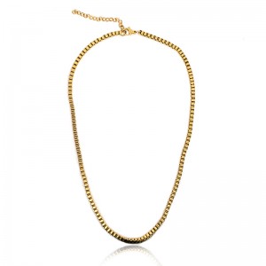 Rustfrit stål vakuum forgyldt firkantet kasse halskæde